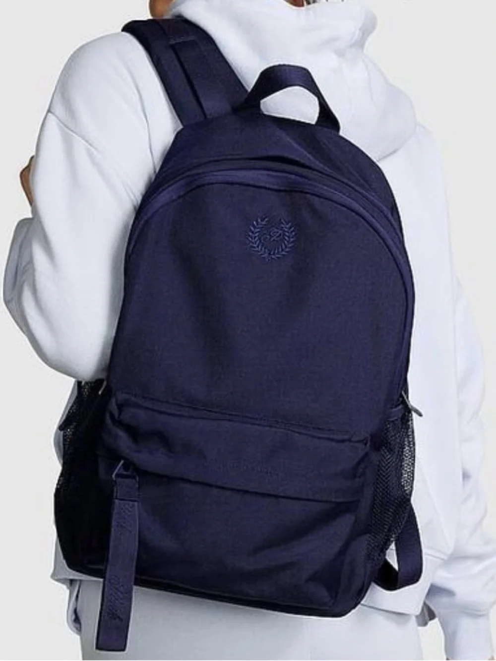 NEW Victoria's Secret PINK Ivy Classic Canvas School Laptop Backpack NAVY BLUE